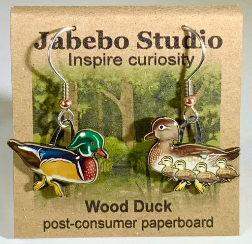 Wood Duck Earrings with packaging