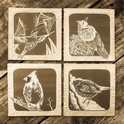 Woodland Birds Linoprint - original linocut blocks used in printing the original artwork