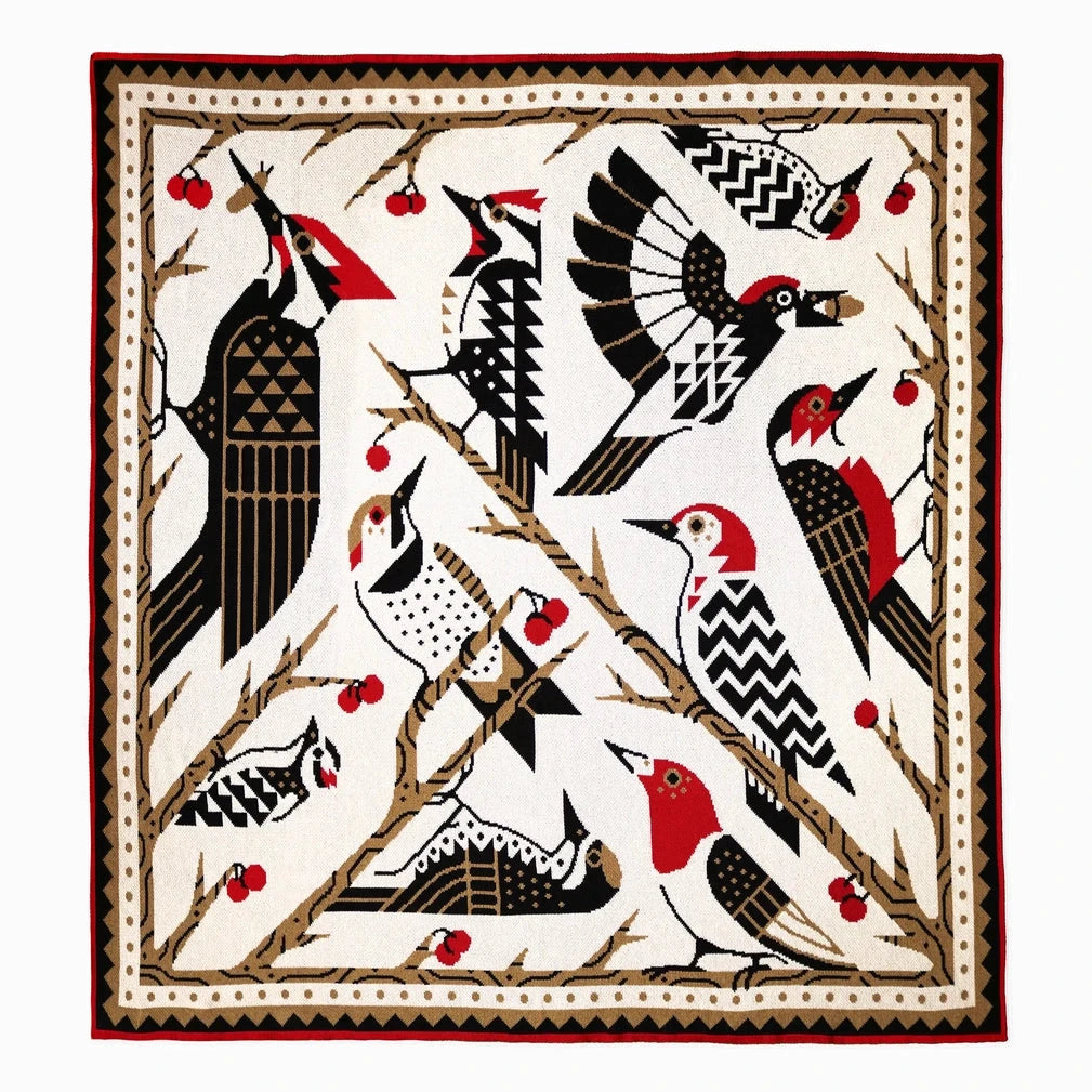 Woodpeckers of North America Knit Blanket - Thumbnail 2