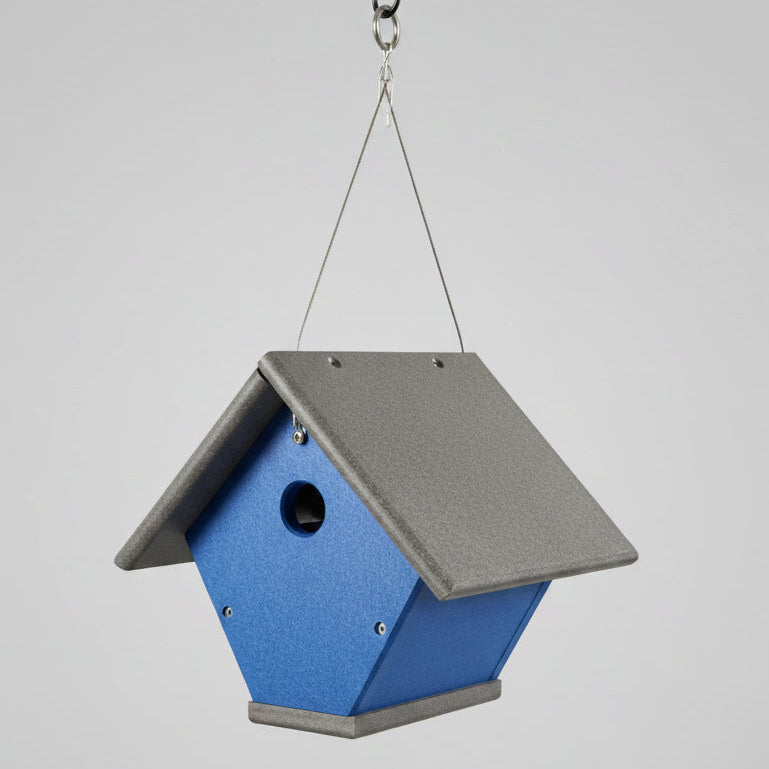 Wren or Chickadee House -  blue and grey