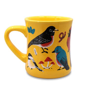 Eastern Backyard Birds Ceramic Mug -
Yellow mug with bird illustrations 