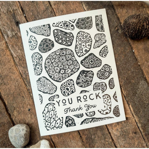 You Rock! Thank You Card - Linocut Petoskey Stones
