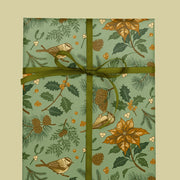 Recyclable Double-sided Gift Wrap Yuletide Chickadee - Green and Cream
Green Side