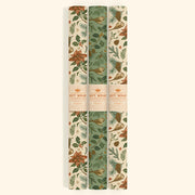 Recyclable Double-sided Gift Wrap Yuletide Chickadee - Green and Cream
