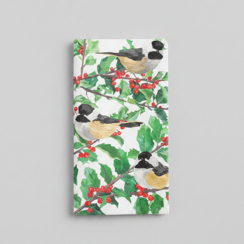 Yuletide Chickadees - Guest Size Paper Napkins