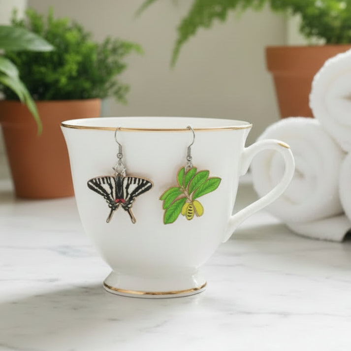 zebra swallowtail earrings