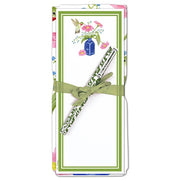 Flour Sack Towel & Magnetic Note Pad Set - Hummingbirds and Zinnias