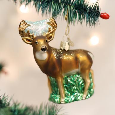 Whitetail Deer Ornament on Tree
