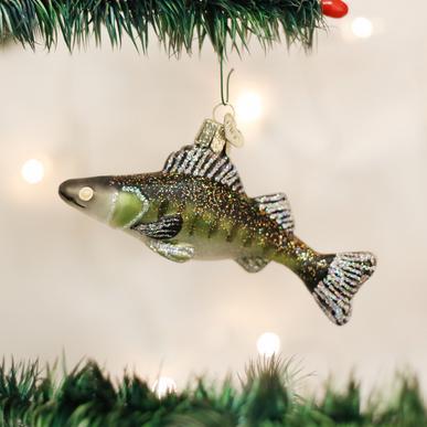 Walleye Ornament on Tree