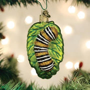 Fuzzy Caterpillar Ornament on Tree