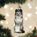 Sitting Wolf Ornament On Tree