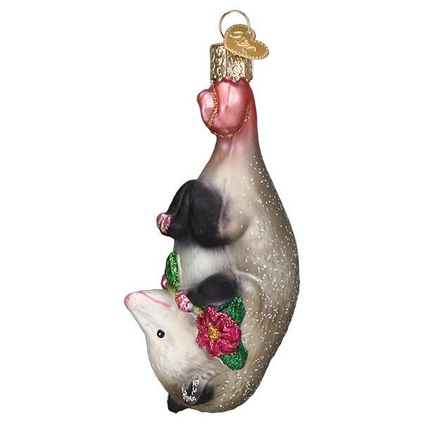 Blossom Opossum Glass Holiday Ornament