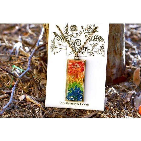 Rainbow Queen Anne's Lace Necklace 1