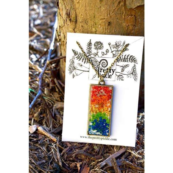 Rainbow Queen Anne's Lace Necklace 4