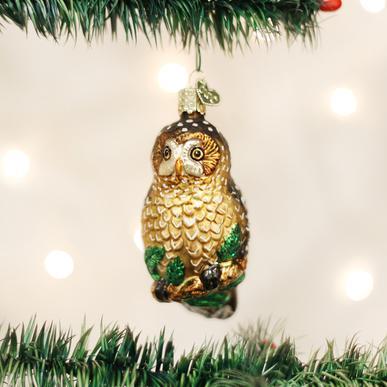 Spotted Owl Ornament On Tree
