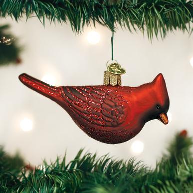 Northern Cardinal Ornament on Tree