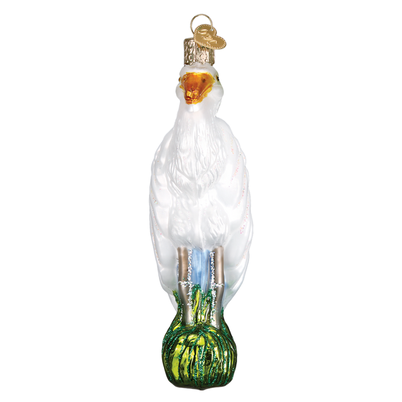 Great Egret Ornament Front Side View