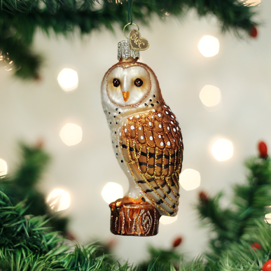 Barn Owl Ornament on Tree