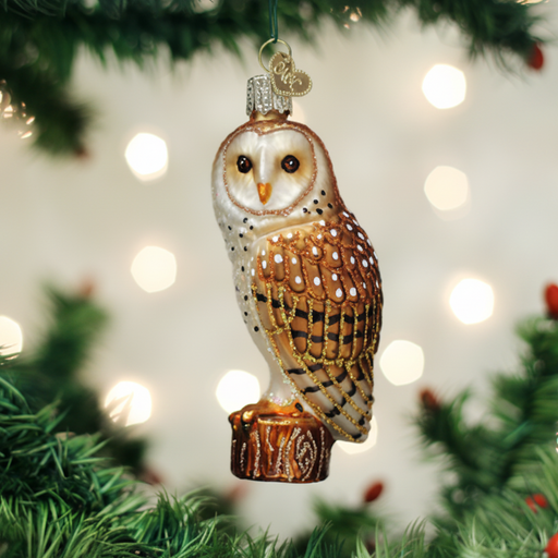 Barn Owl Ornament on Tree