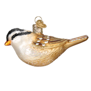 White Crowned Sparrow Ornament Left Side View