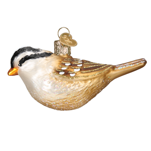 White Crowned Sparrow Ornament Left Side View