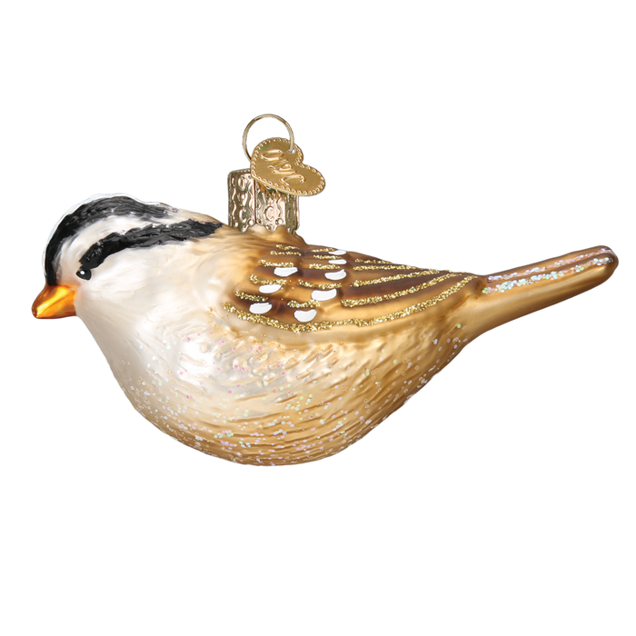 White Crowned Sparrow Ornament Left Side View