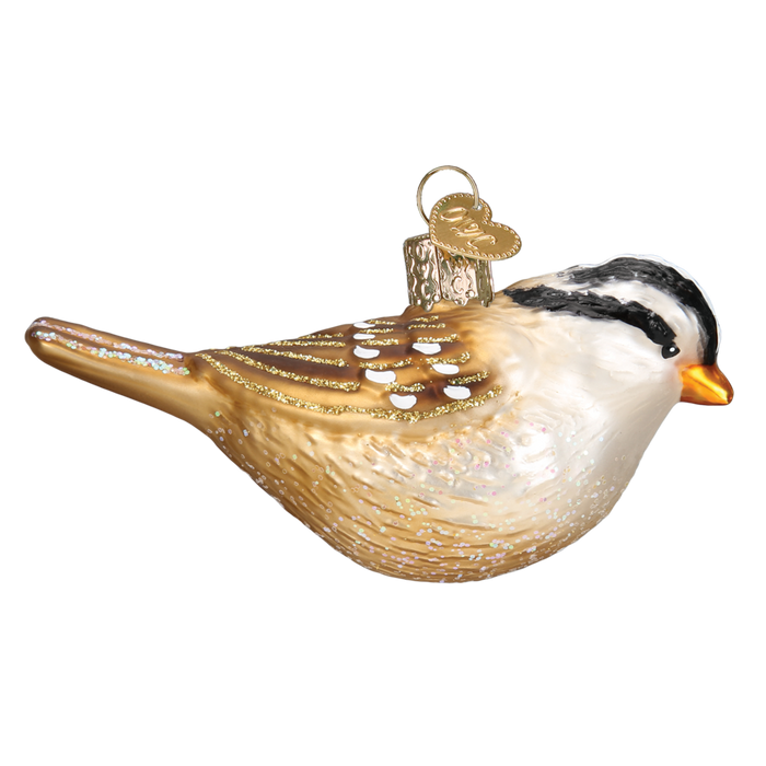 White Crowned Sparrow Ornament Right Side View