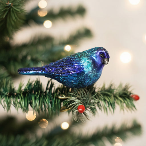 Indigo Bunting Ornament on Tree