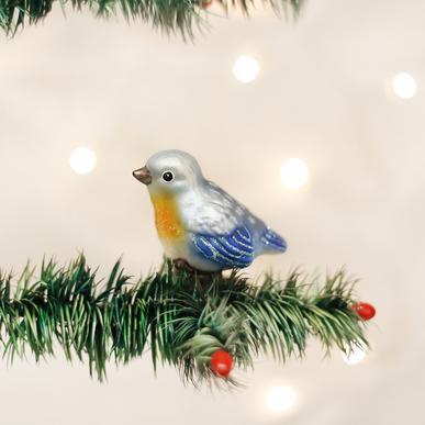Baby Bluebird Ornament on Tree