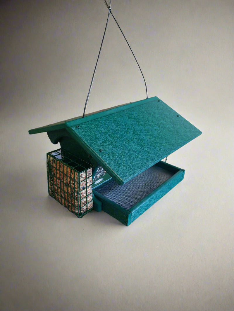 Twin Oasis with Suet Cages Recycled Bird Feeder