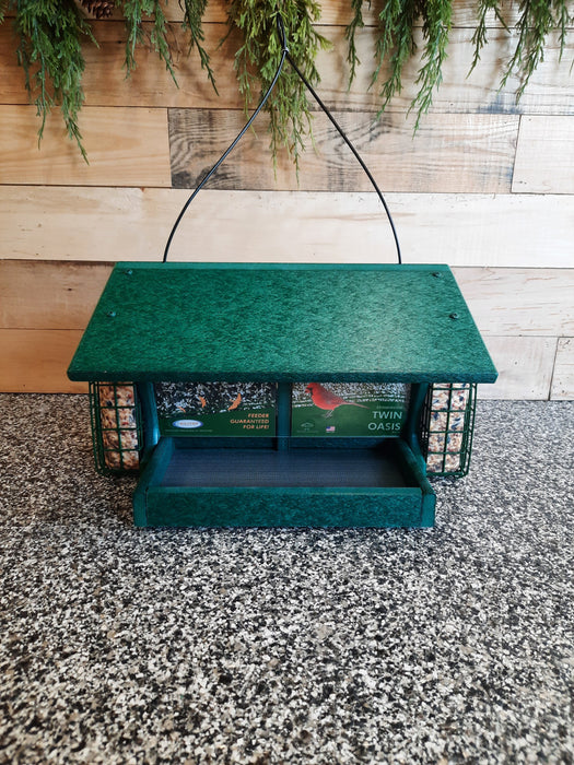 Twin Oasis with Suet Cages Recycled Bird Feeder