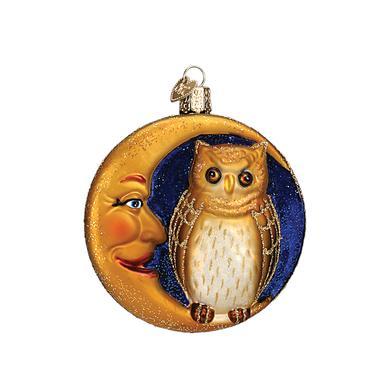 Owl In Moon Ornament Front Side View