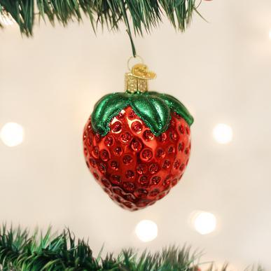 Summer Strawberry Ornament on Tree
