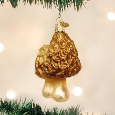 Morel Mushrooms Ornament on Tree