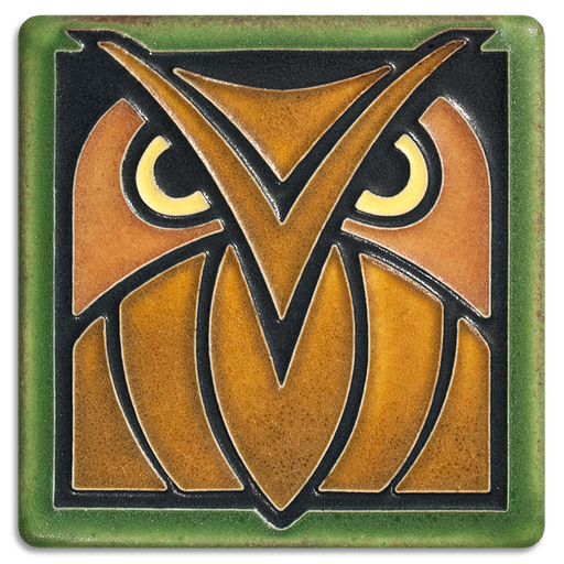 Motawi Owl tile - green