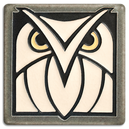 Motawi owl tile - white