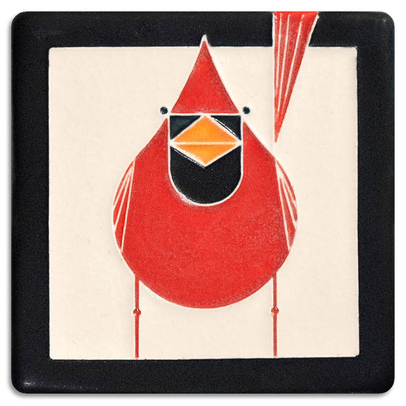 Motawi male cardinal tile
