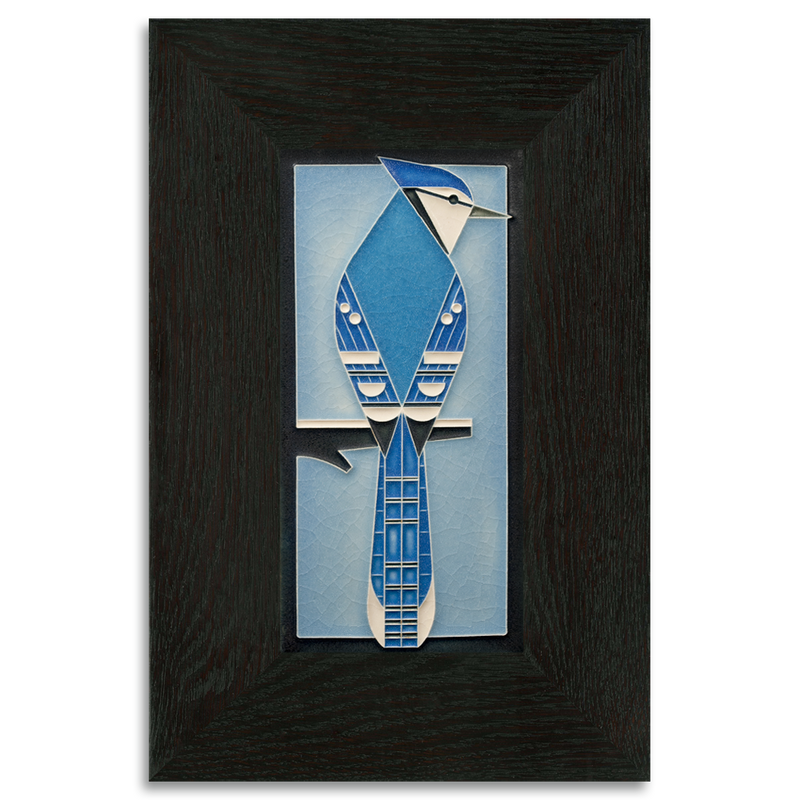 Motawi blue jay tile framed