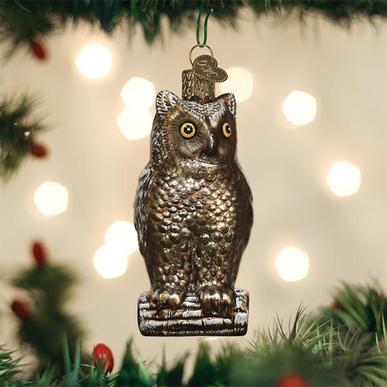 Vintage Wise Old Owl Ornament on Tree