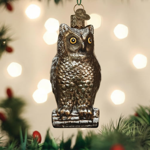 Vintage Wise Old Owl Ornament on Tree