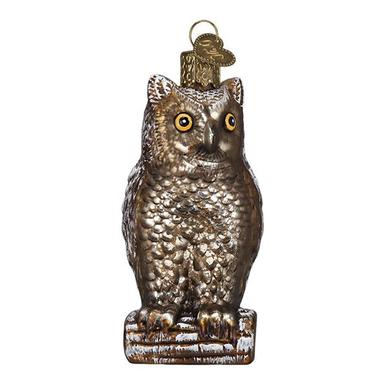 Vintage Wise Old Owl Ornament Front Side View
