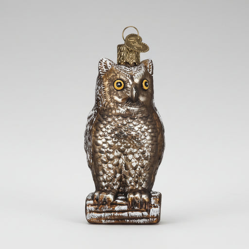 Vintage Wise Old Owl Ornament Front Side View