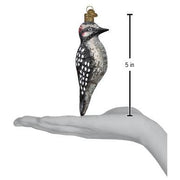 Vintage Hairy Woodpecker Ornament Hand for Scale