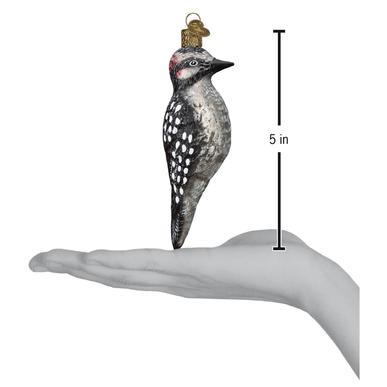 Vintage Hairy Woodpecker Ornament Hand for Scale