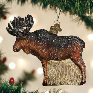 Vintage Moose Ornament on Tree