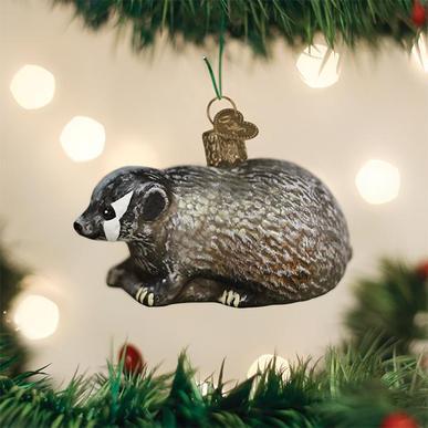Vintage Badger Ornament on Tree