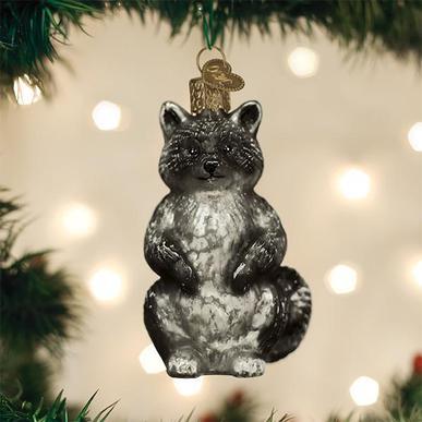 Vintage Raccoon Ornament on Tree