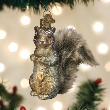 Vintage Squirrel Glass Ornament