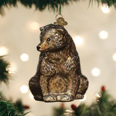 Vintage Bear Ornament on Tree