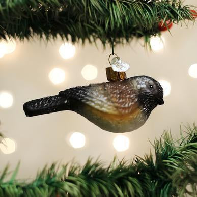 Vintage Chickadee Ornament On Tree